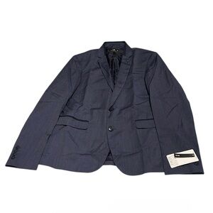 oodji Ultra Men's Slim-Fit Blazer with Contrast Details, Blue, US 42 / EU 52 / L